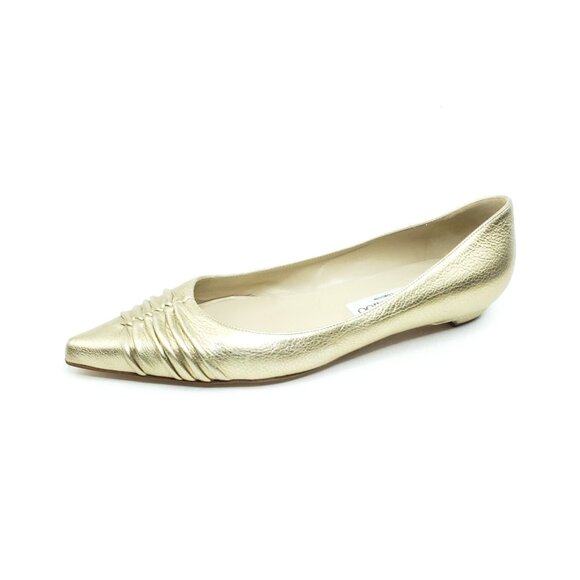 Jimmy Choo Gold Metallic Flats Pointed Toe Womens EUR 38.5 US 8.5 - Picture 9 of 16